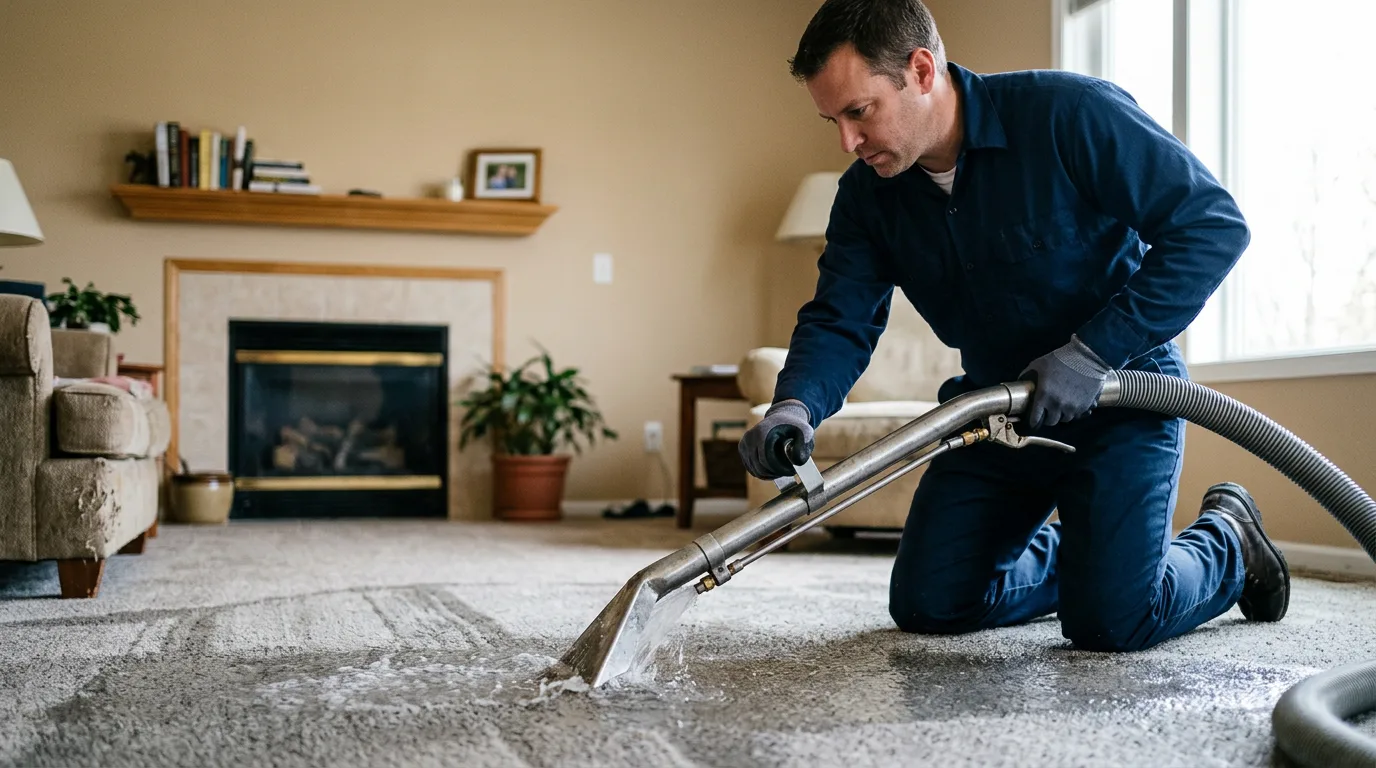 Water damage restoration technician working near South Weymouth, MA